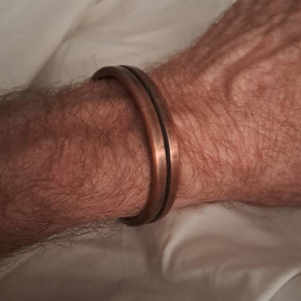 4 Gauge Flat Hammered Copper Bracelet Double Bar