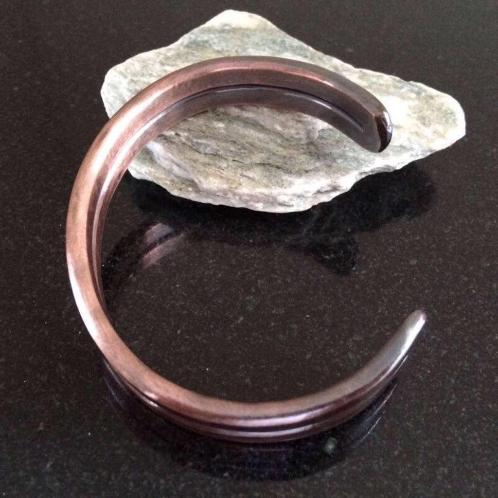 4 Gauge Flat Hammered Copper Bracelet Double Bar