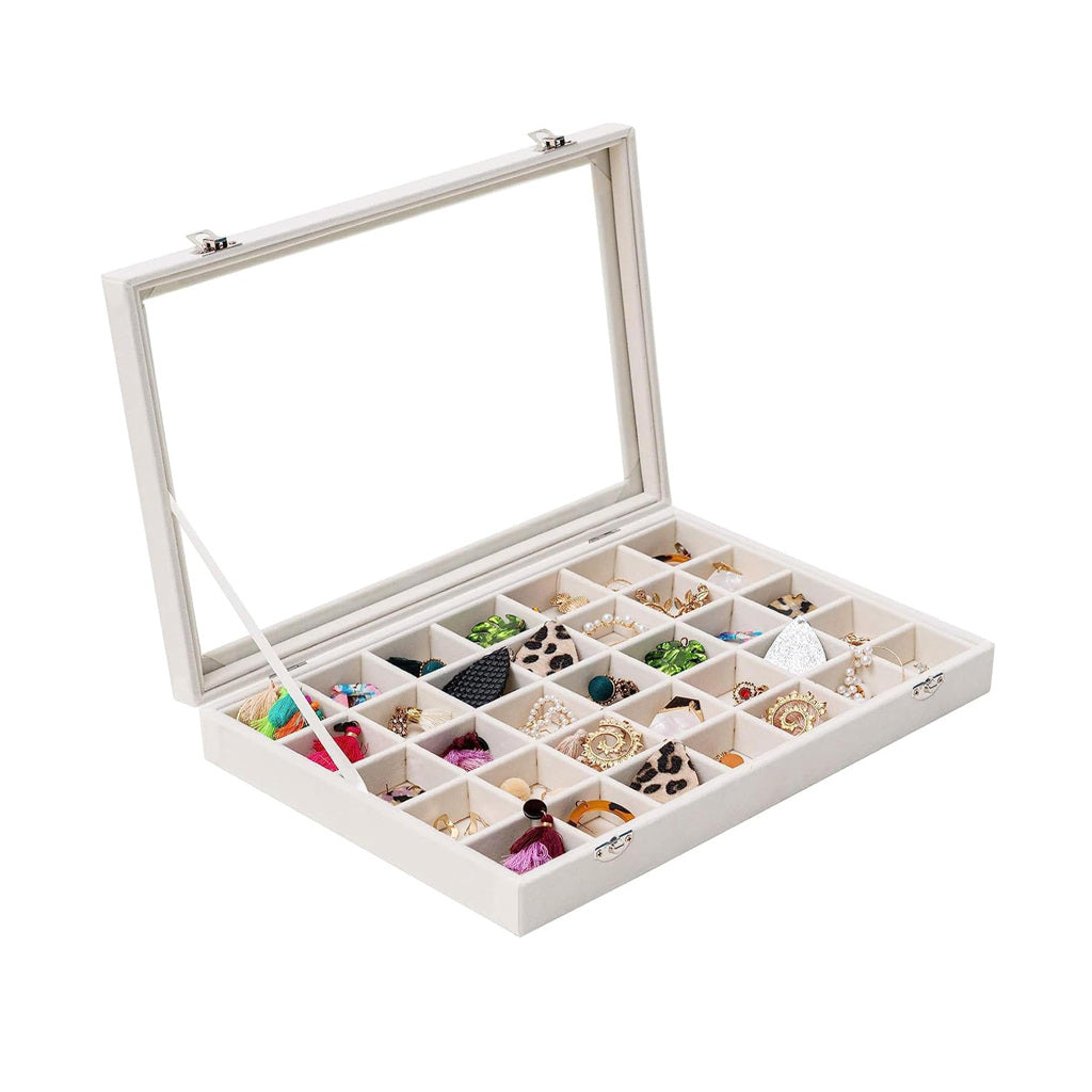 35 Grid Earring Organizer Jewelry Tray with Clear Lid