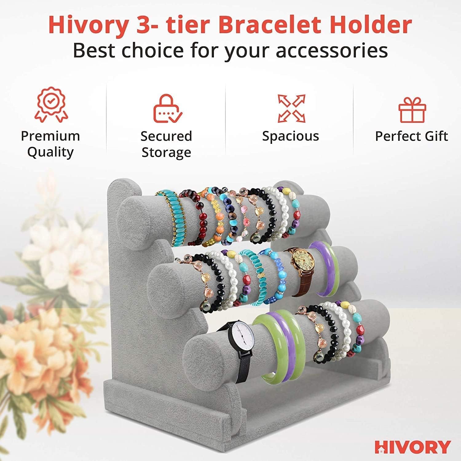 3 Tier Bracelet Holder Stand Gray