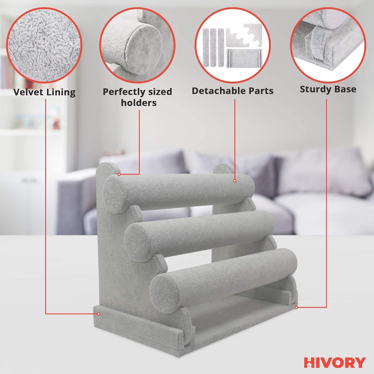 3 Tier Bracelet Holder Stand Gray