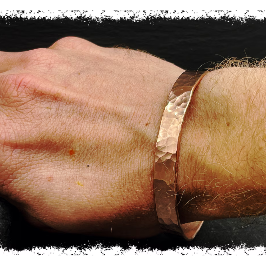 Hammered Copper Bracelet for Men Adjustable