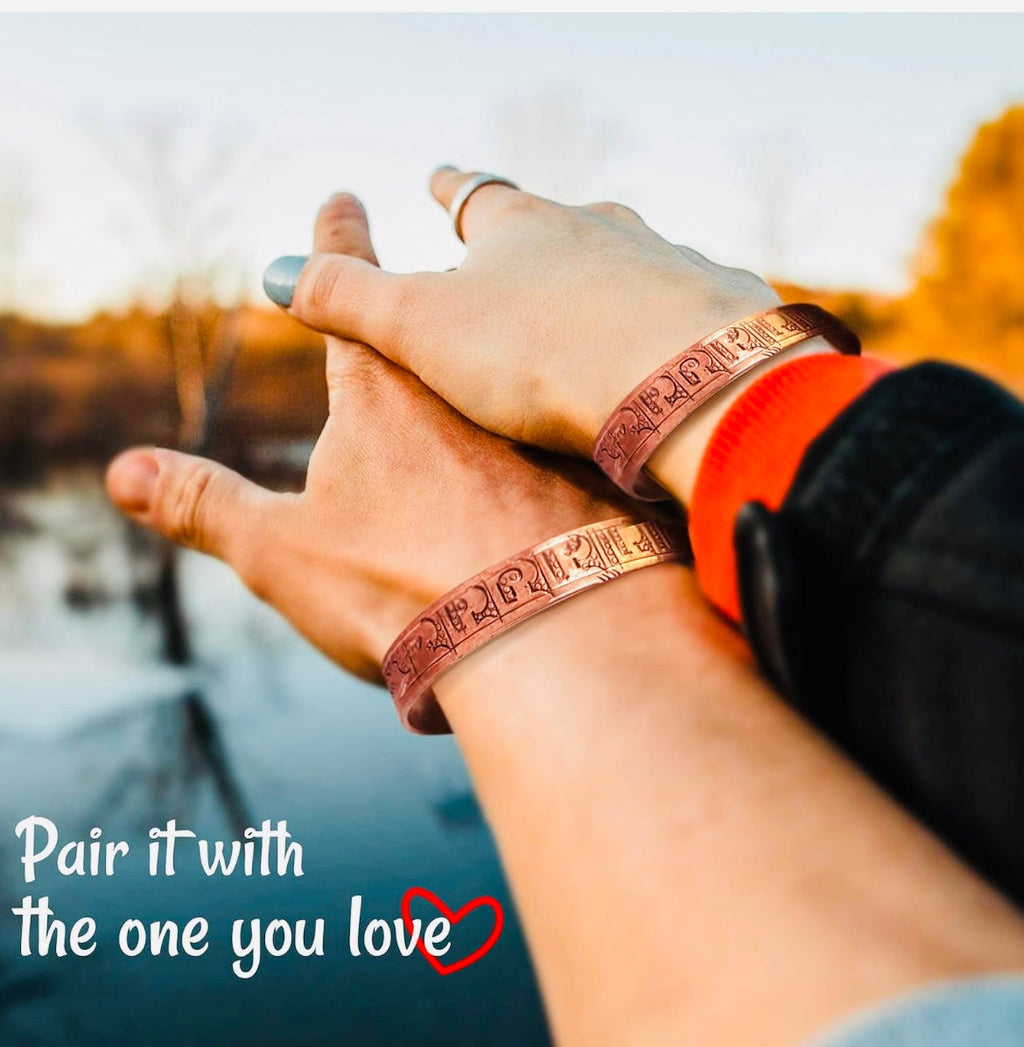 Hand Carved Thick Copper Bracelet Men