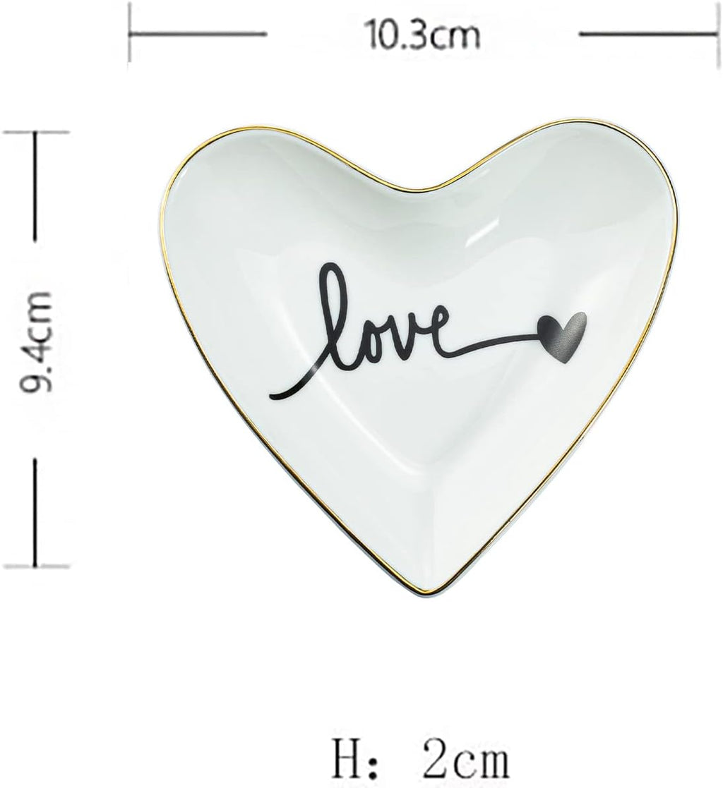 Ring Dish Holder Jewelry Tray Ceramic Heart Shape