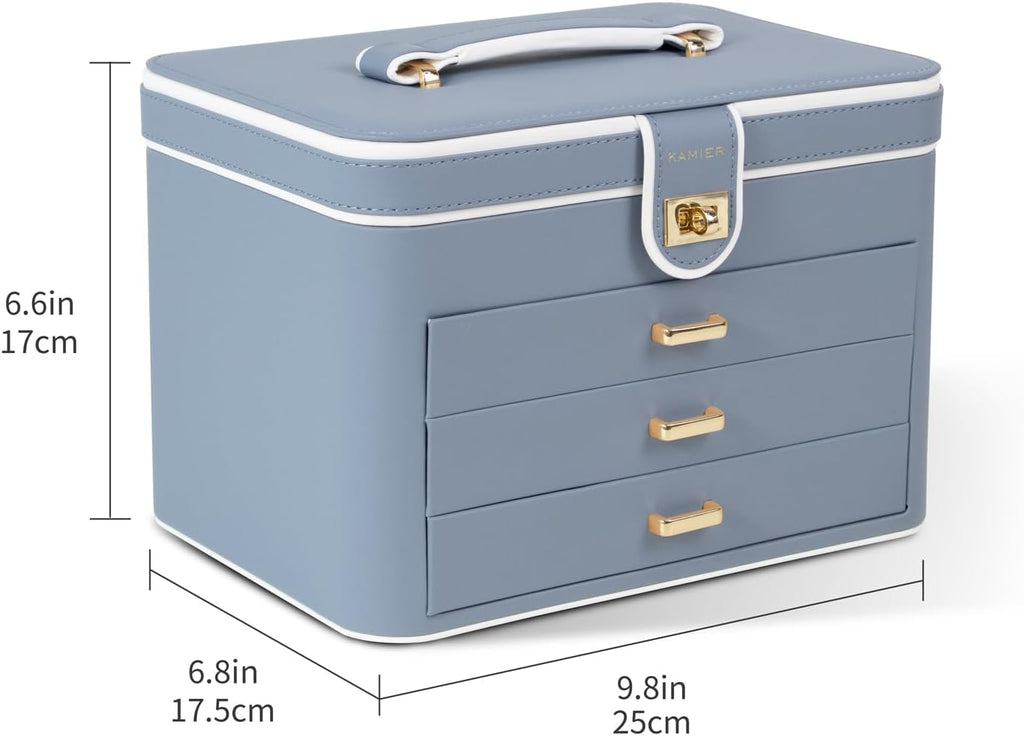 4 Layer Jewelry Organizer with Mirror 3 Drawers