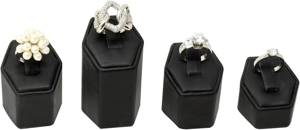 4 Pcs Faux Leather Jewelry Ring Display Stands