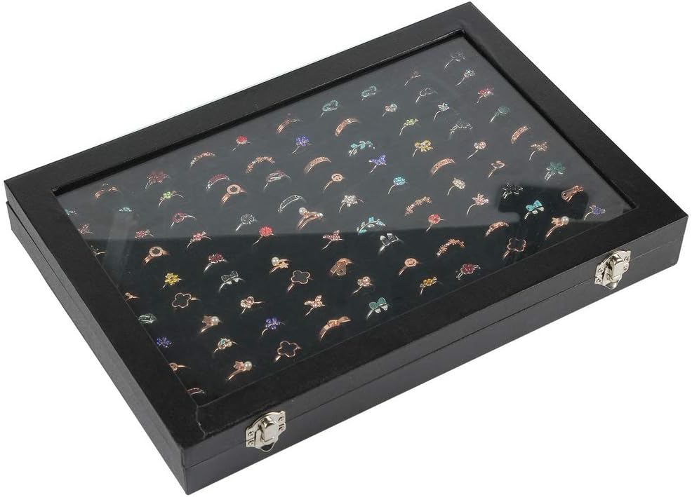 100 Slots Ring Display Case with Lid