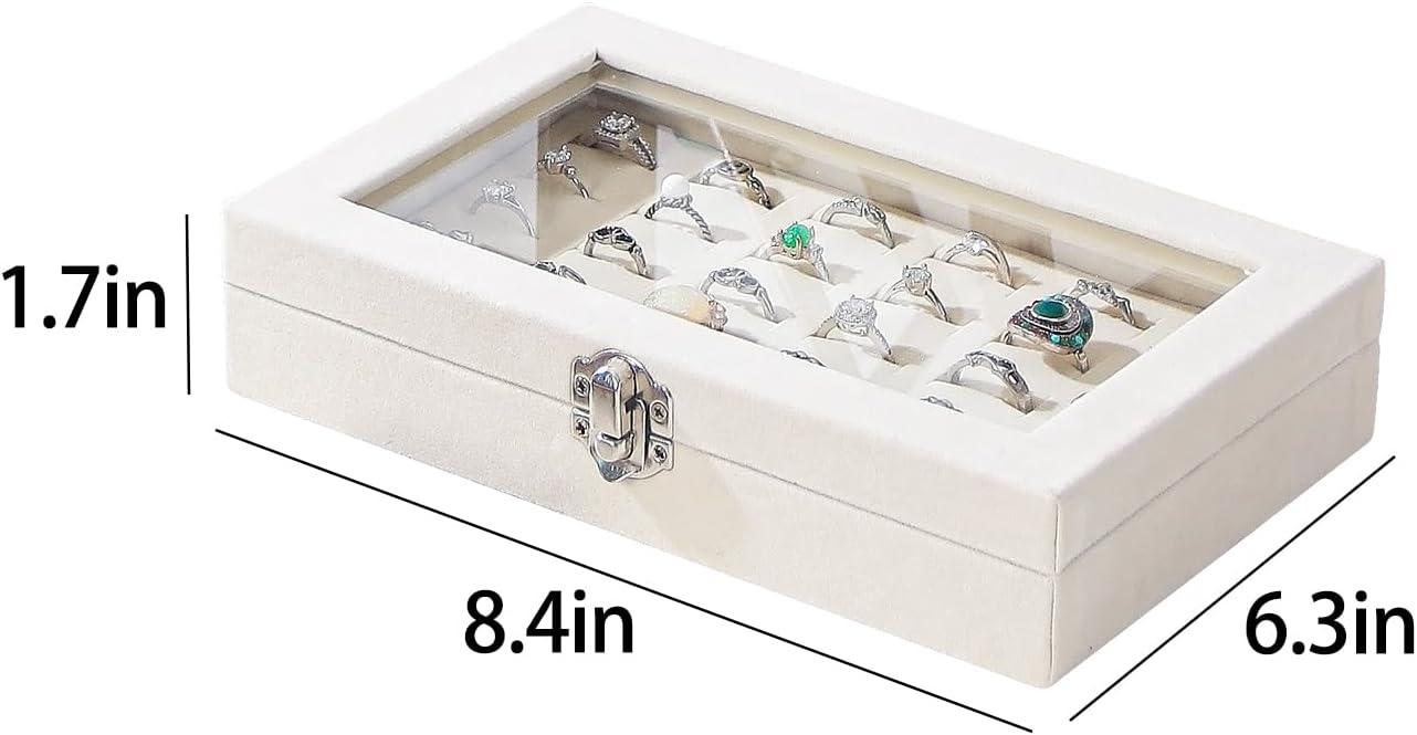 30 Slots Ring Storage Box with Clear lid