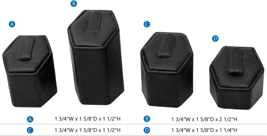 4 Pcs Faux Leather Jewelry Ring Display Stands