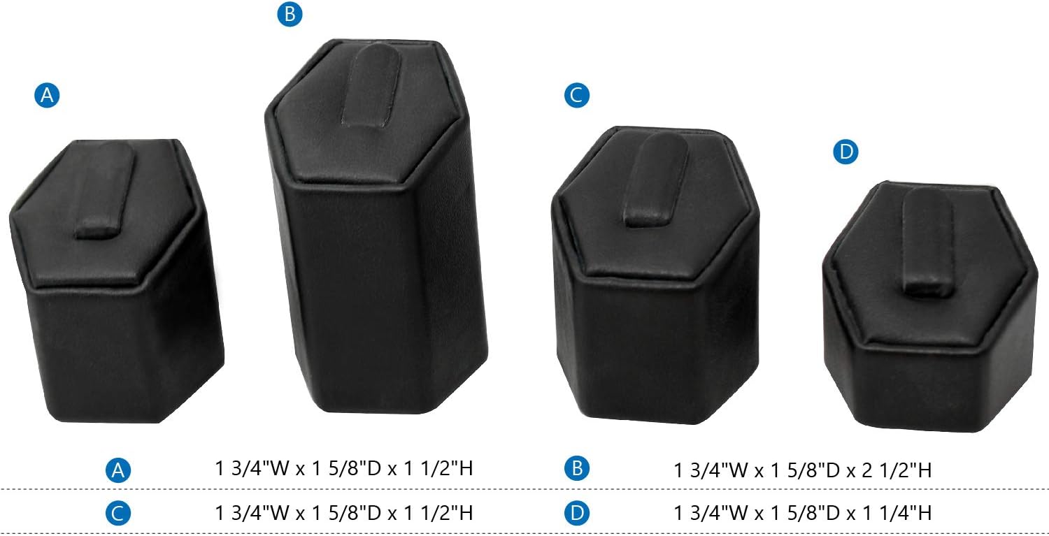 4 Pcs Faux Leather Jewelry Ring Display Stands