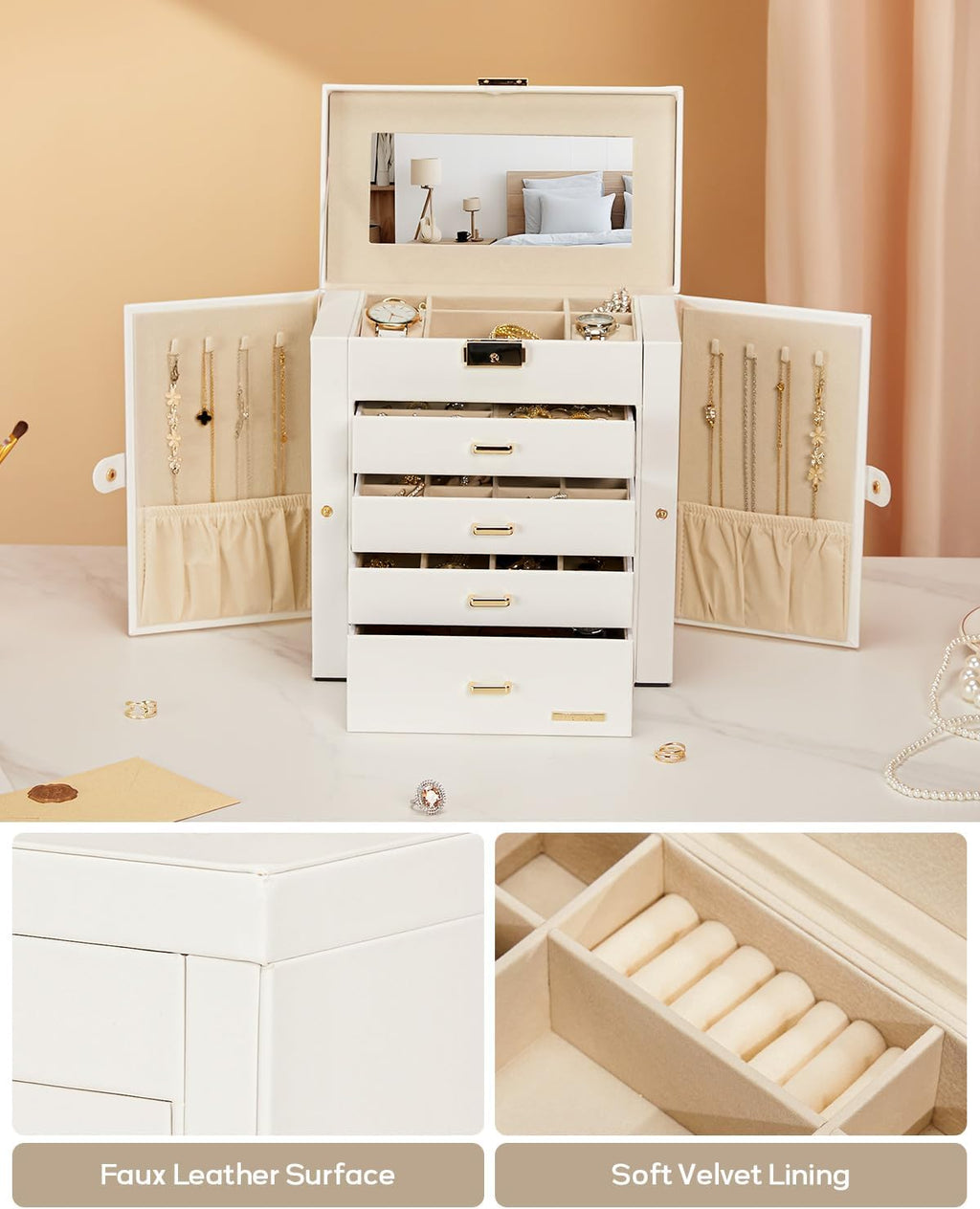 Synthetic Leather Huge Jewelry Box for Women