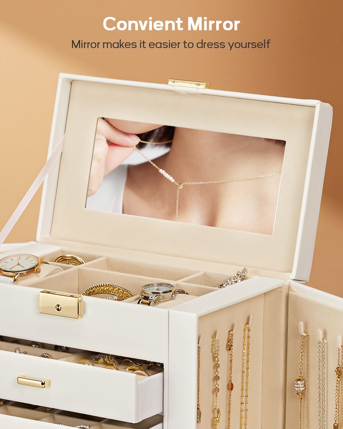 Synthetic Leather Huge Jewelry Box for Women