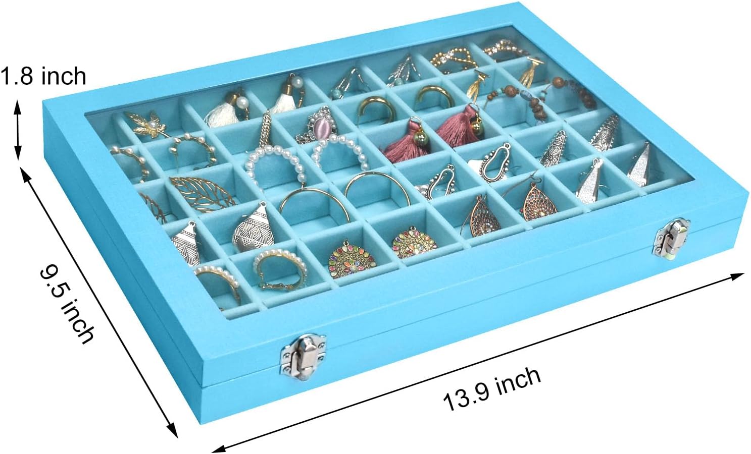 48 Grid Earring Organizer Tray with Clear Lid