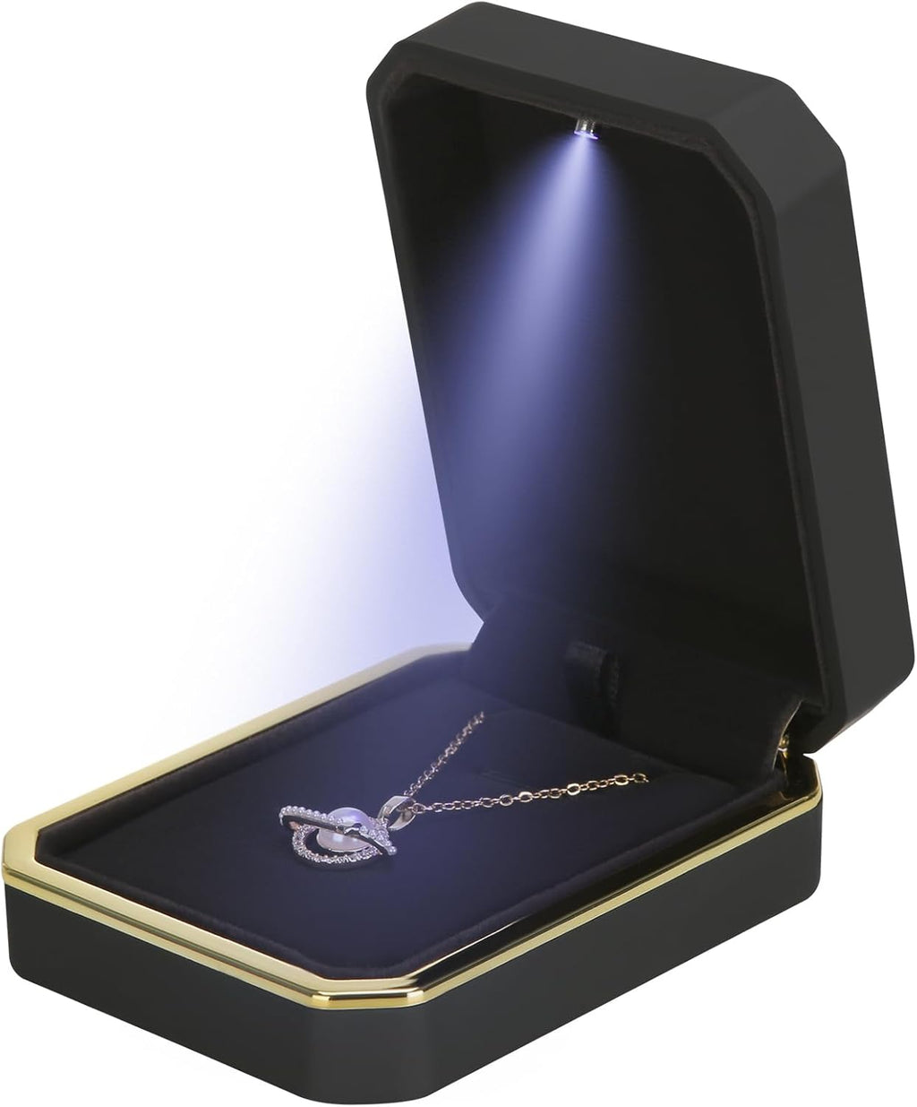 Pendant Necklace Gift Box with LED Light - Black