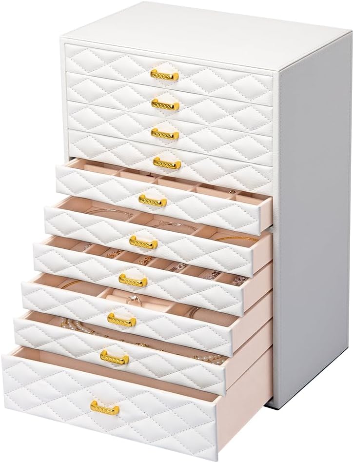 Extra Large Jewelry Box, 10-Layer Storage Case