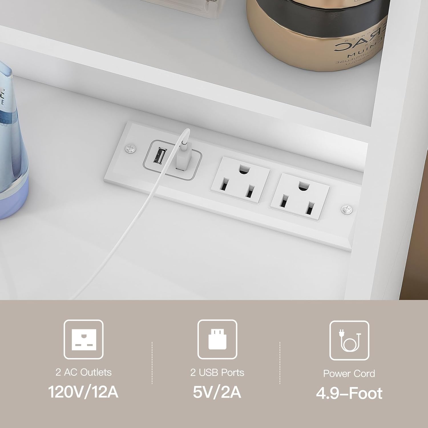 Vanity Makeup Desk with 8 Drawers, 6 Storage Shelves