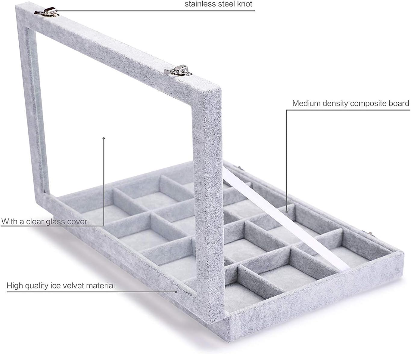 12 Grid Bracelet Organizer Tray with Clear Lid