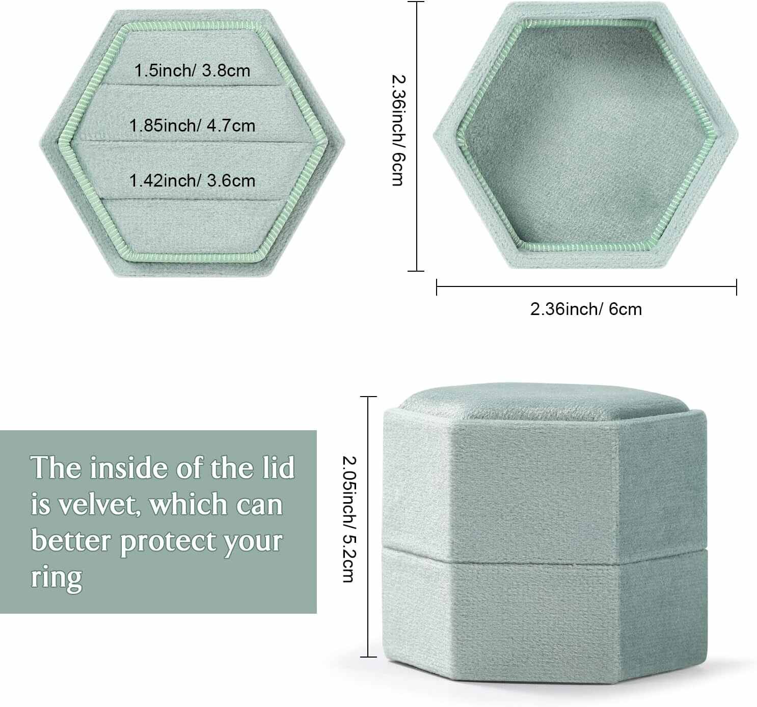 3 Slots Hexagon Ring Gift Box Wedding Ring Box