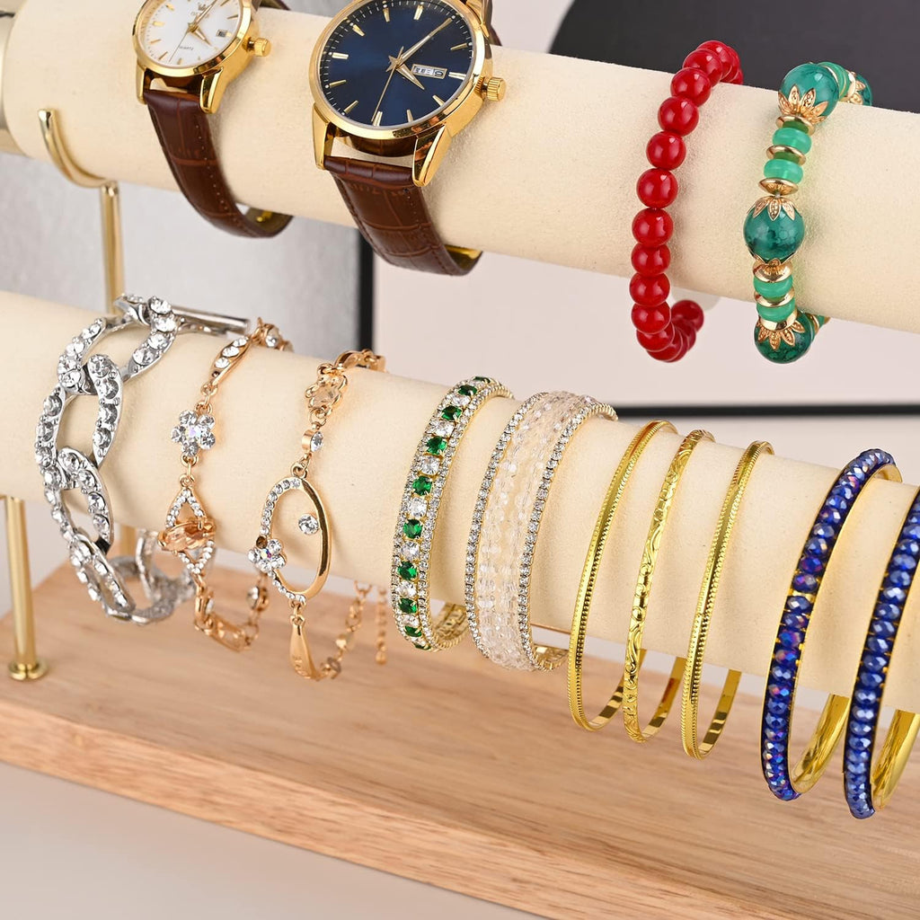 Two Tier Bracelet Stand Bangle Display Holder with T-bar
