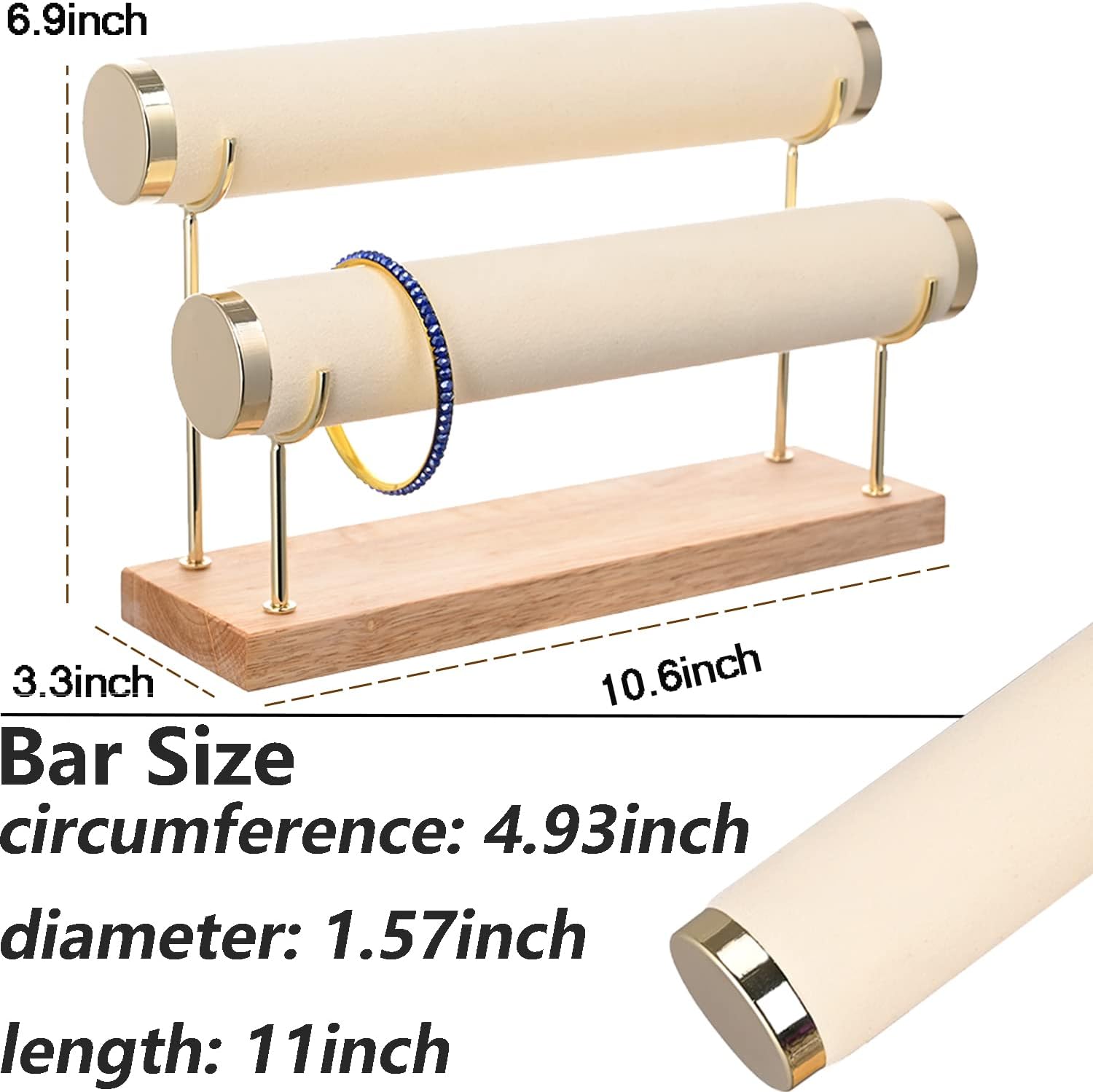 Two Tier Bracelet Stand Bangle Display Holder with T-bar