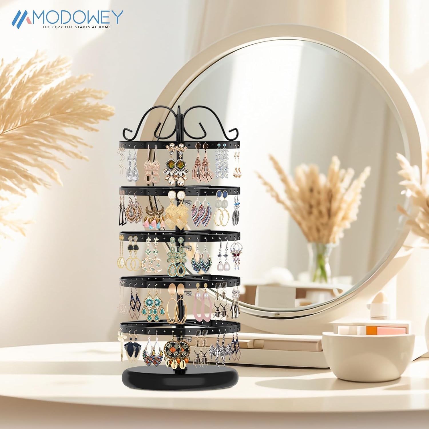 5 Tiers Metal Rotating Earring Holder Organizer