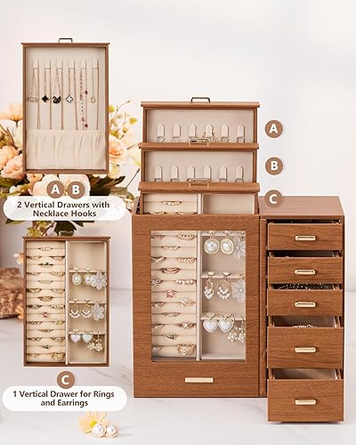 Large Jewelry Box/Organizer/Case with Glass Window