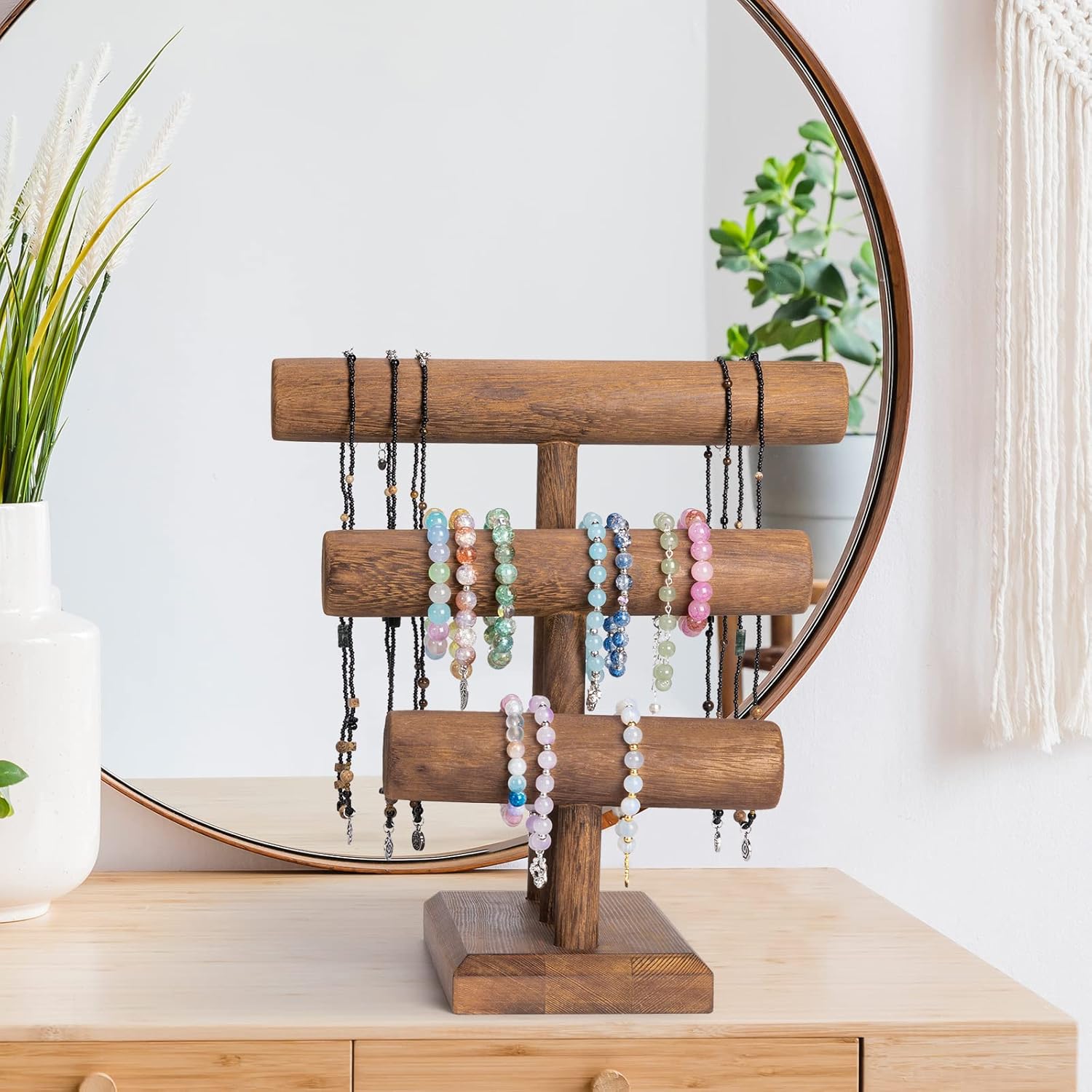 3-Tier Bracelet Holder Stand Display Wood