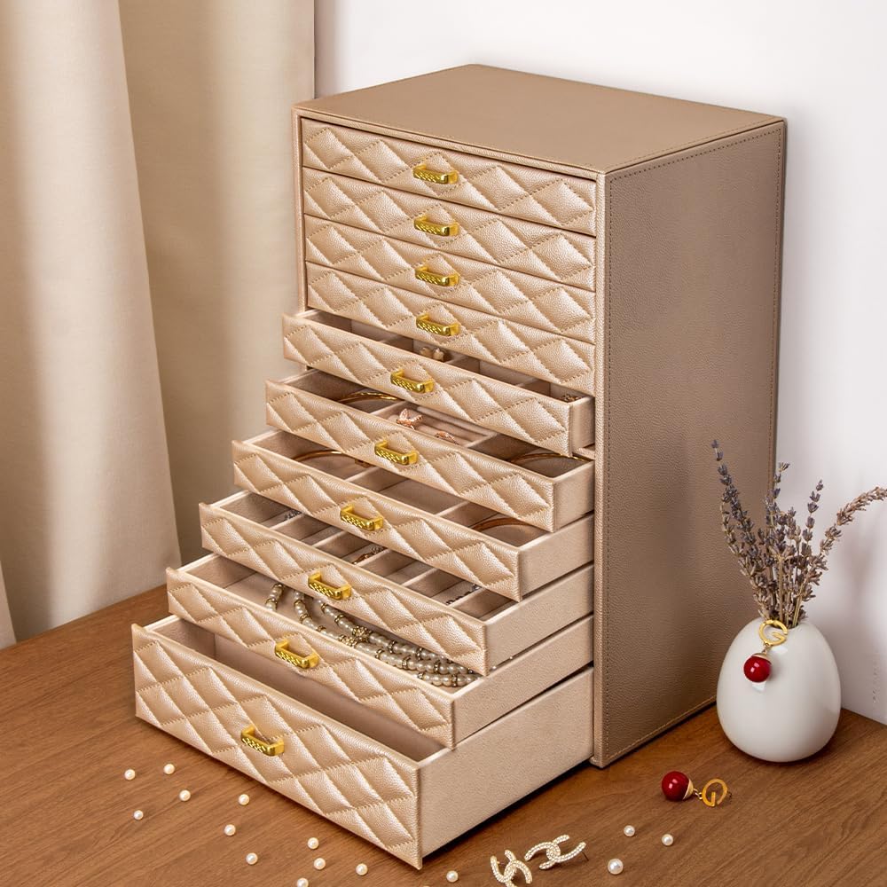 Extra Large Jewelry Box, 10-Layer Storage Case