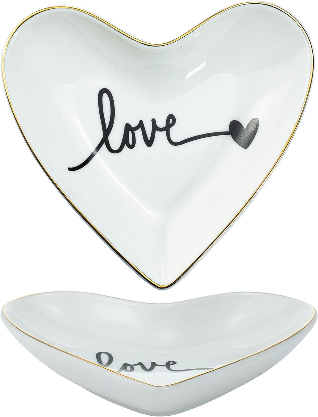 Ring Dish Holder Jewelry Tray Ceramic Heart Shape