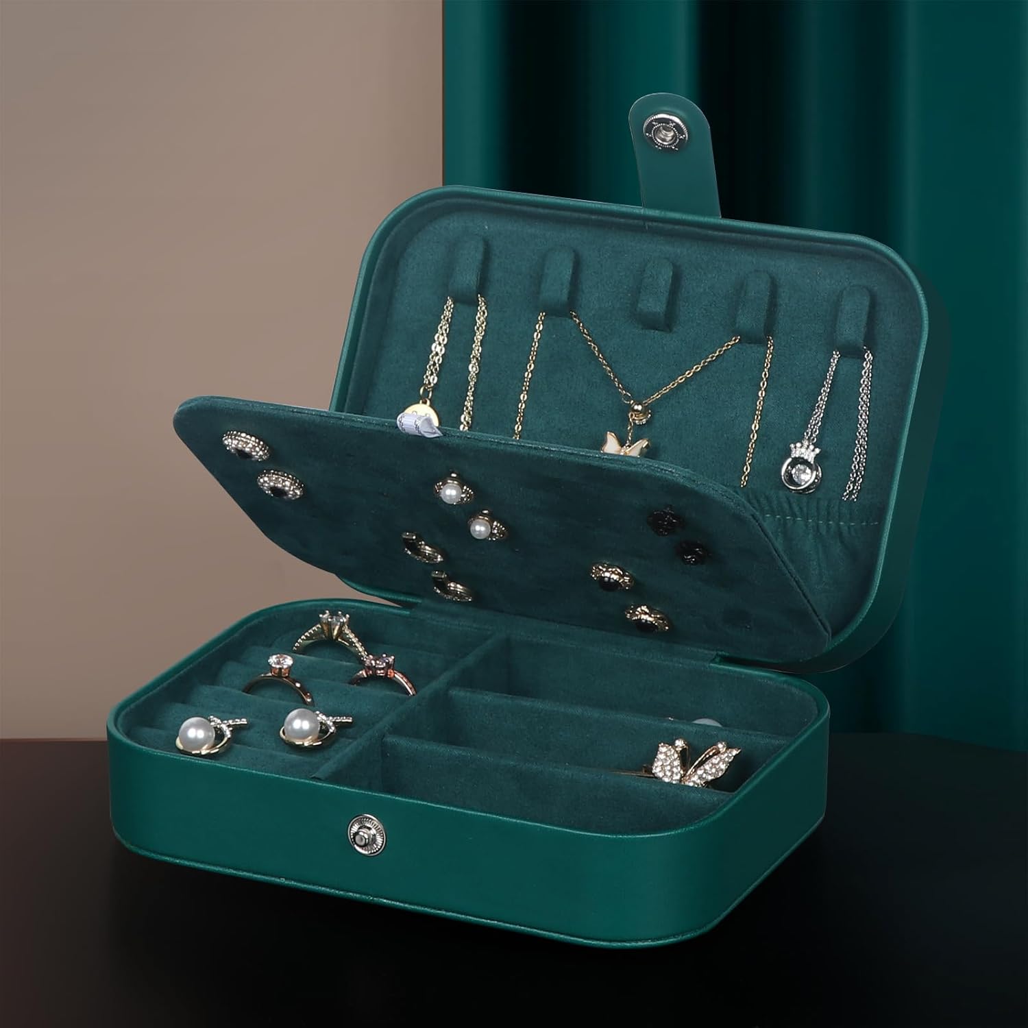 PU Leather Small Jewelry Organizer for Women Girls