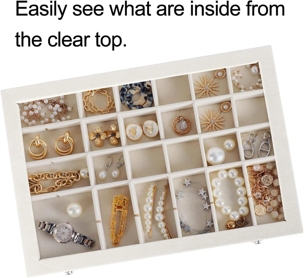 35 Grid Earring Organizer Jewelry Tray with Clear Lid