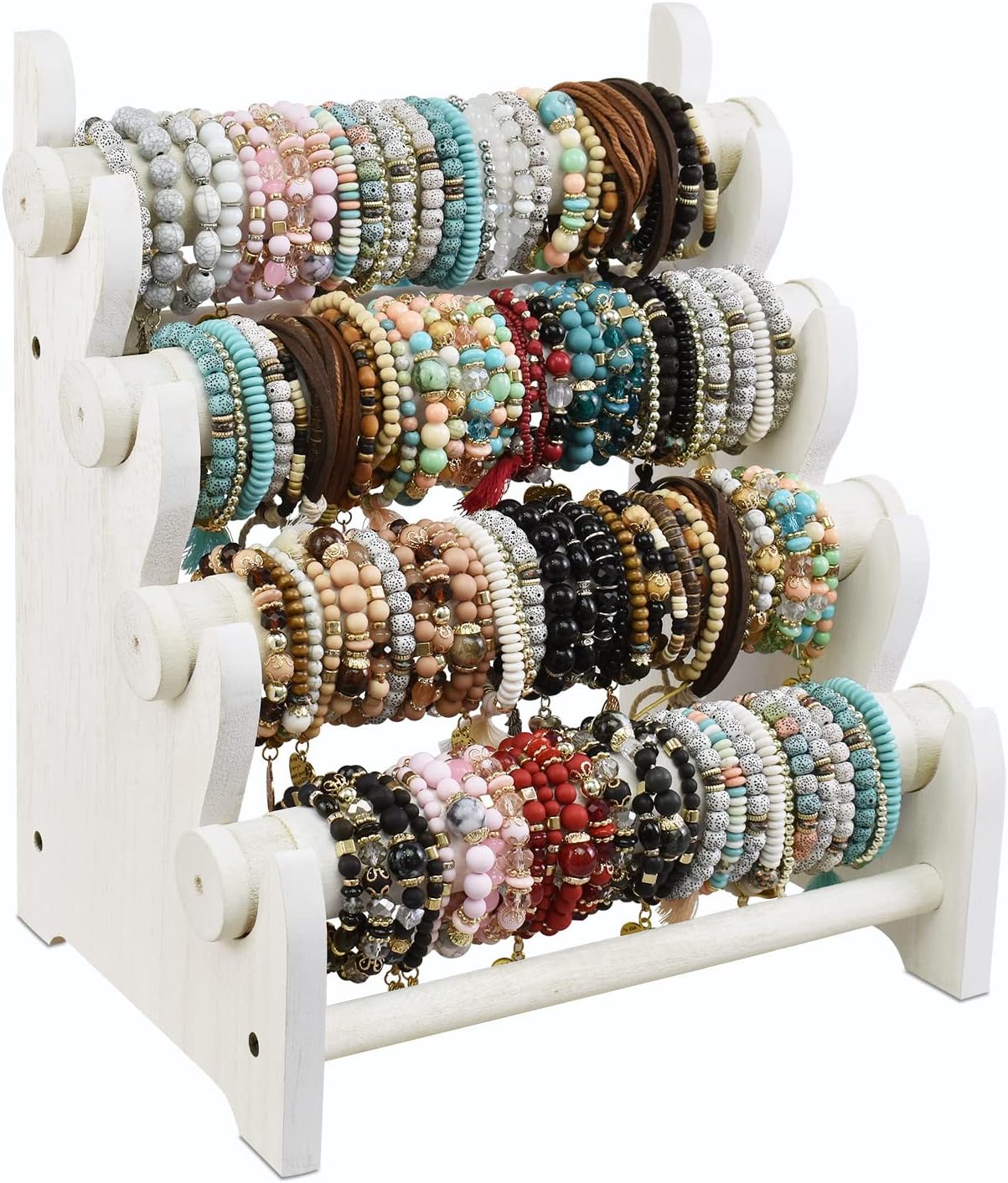 Wooden 4 Tier Jewelry Bracelet Display Stand