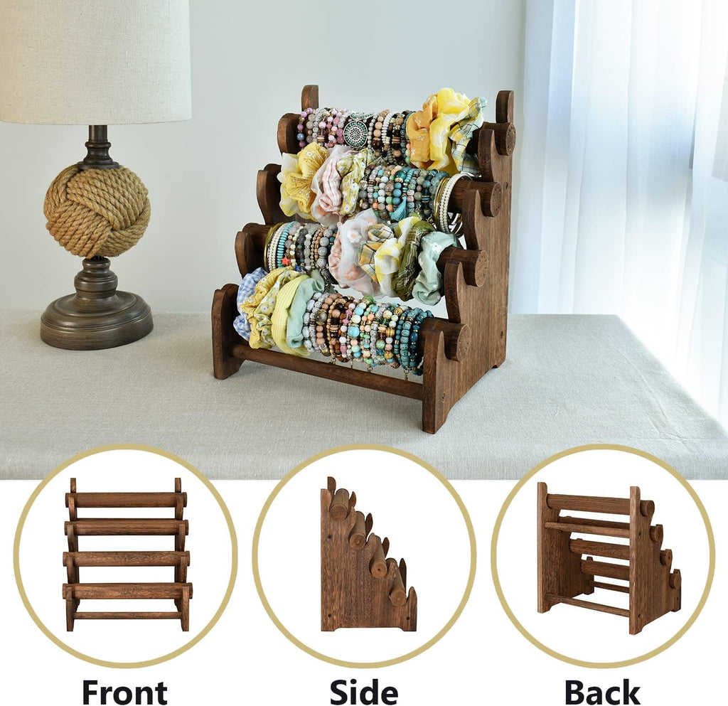 Wooden 4 Tier Jewelry Bracelet Display Stand
