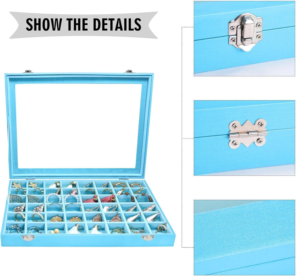48 Grid Earring Organizer Tray with Clear Lid
