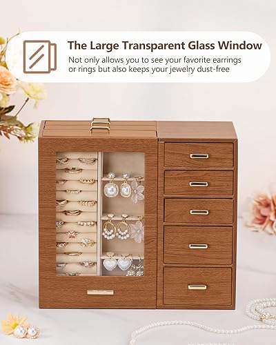 Large Jewelry Box/Organizer/Case with Glass Window