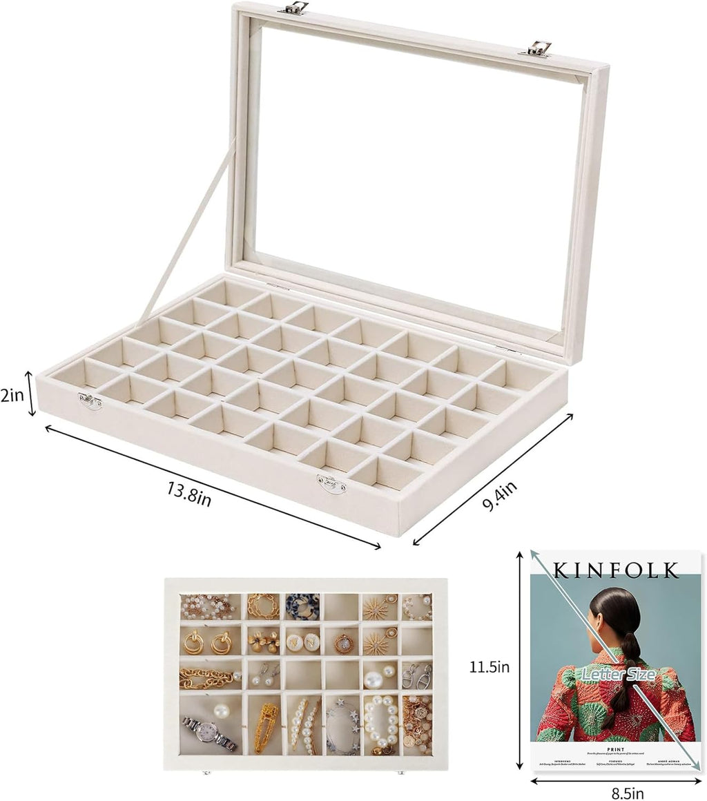 35 Grid Earring Organizer Jewelry Tray with Clear Lid