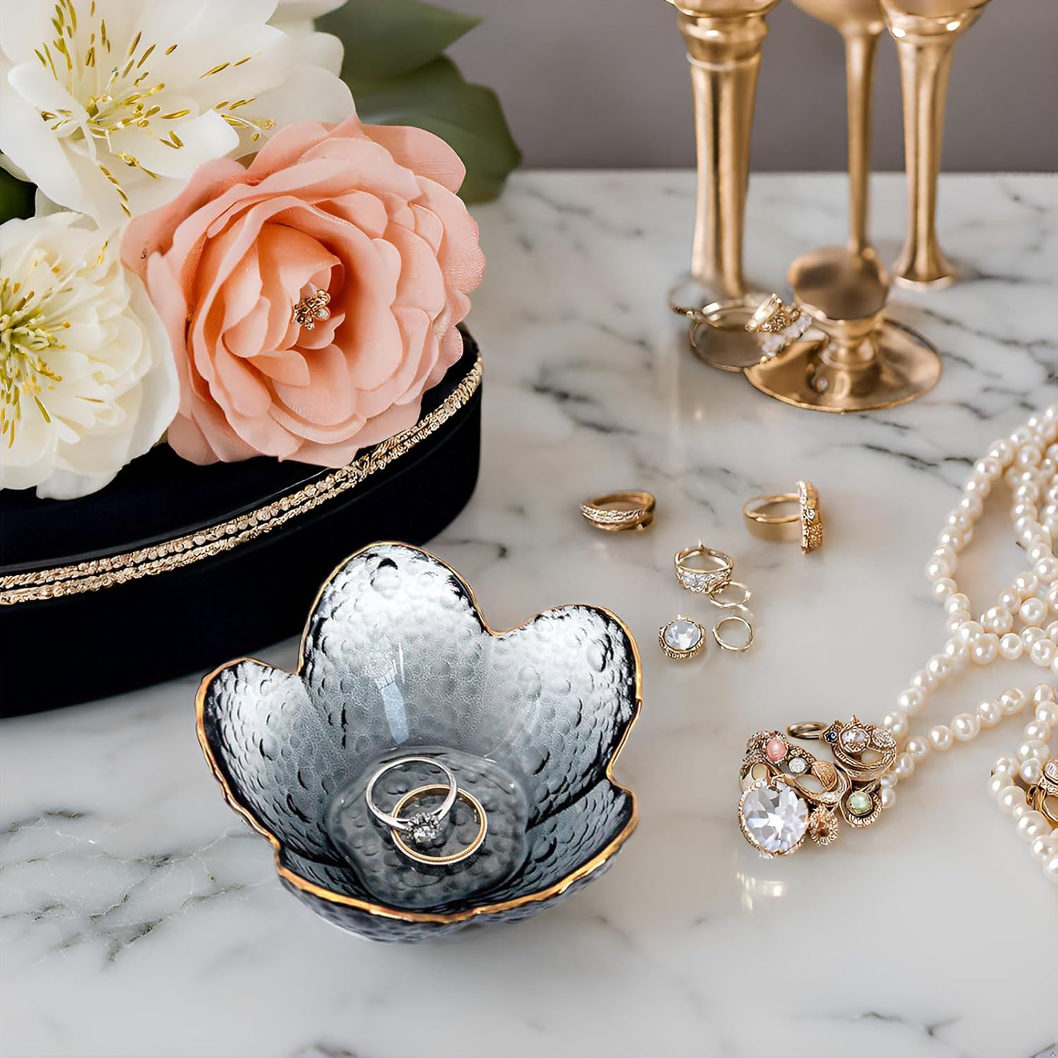 Small Glass Trinket Tray for Rings