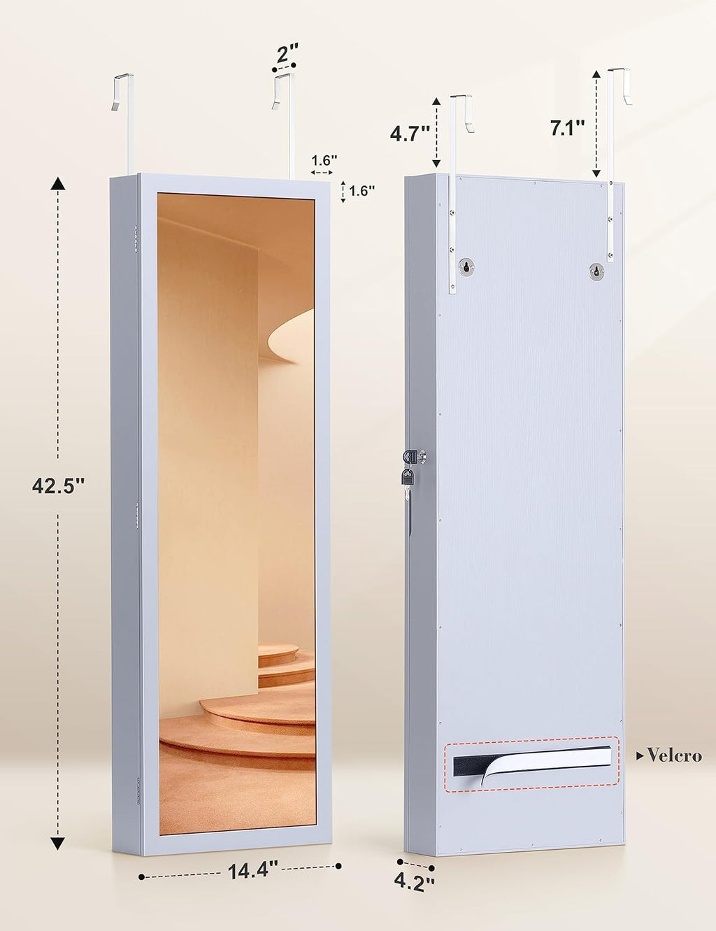 Large Capacity Lockable Jewelry Wall Cabinet with Lock