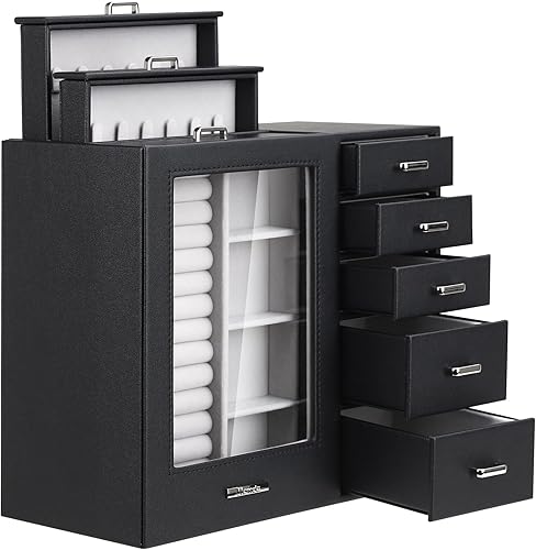 Large Jewelry Box/Organizer/Case with Glass Window