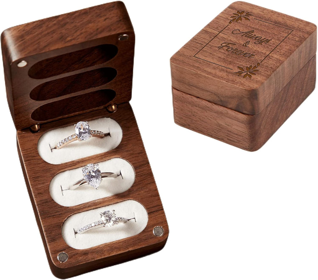 Wooden Ring Box for Wedding Ceremony Ring Bearer Box