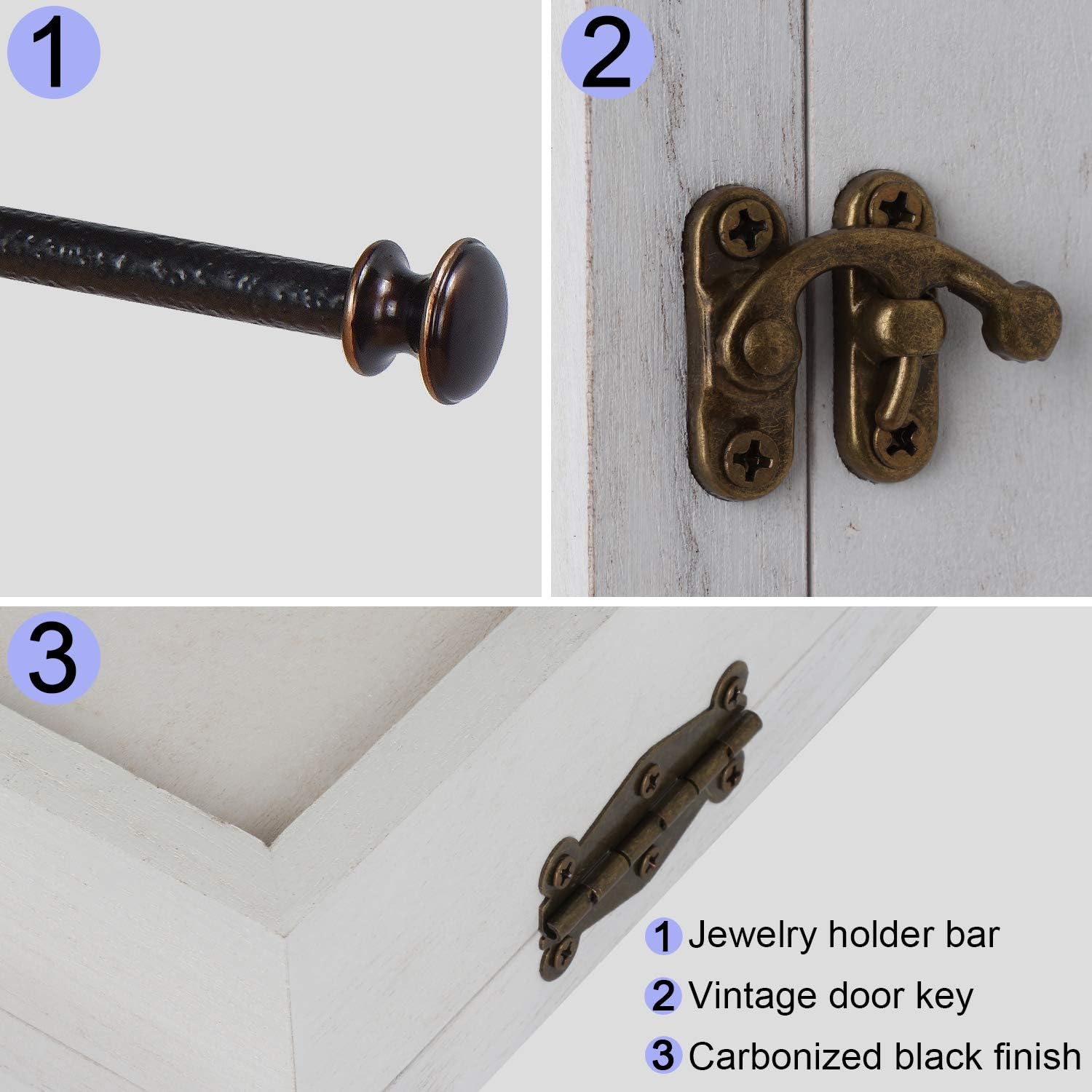 Rustic Wood Wall Jewelry Organizer Storage Box