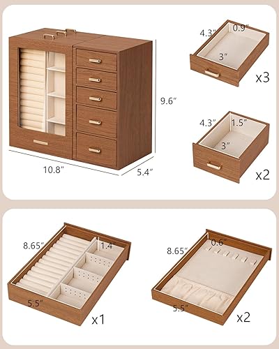 Large Jewelry Box/Organizer/Case with Glass Window