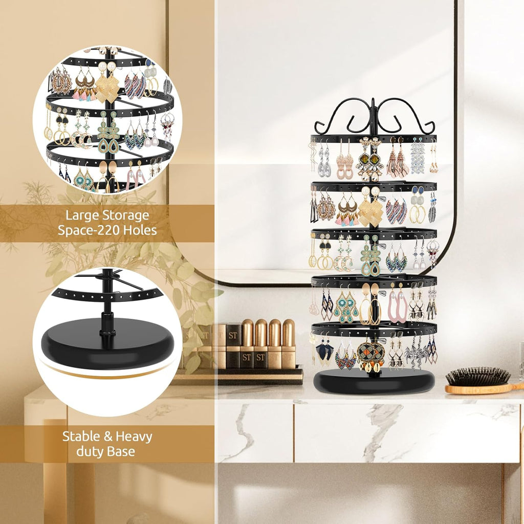 5 Tiers Metal Rotating Earring Holder Organizer