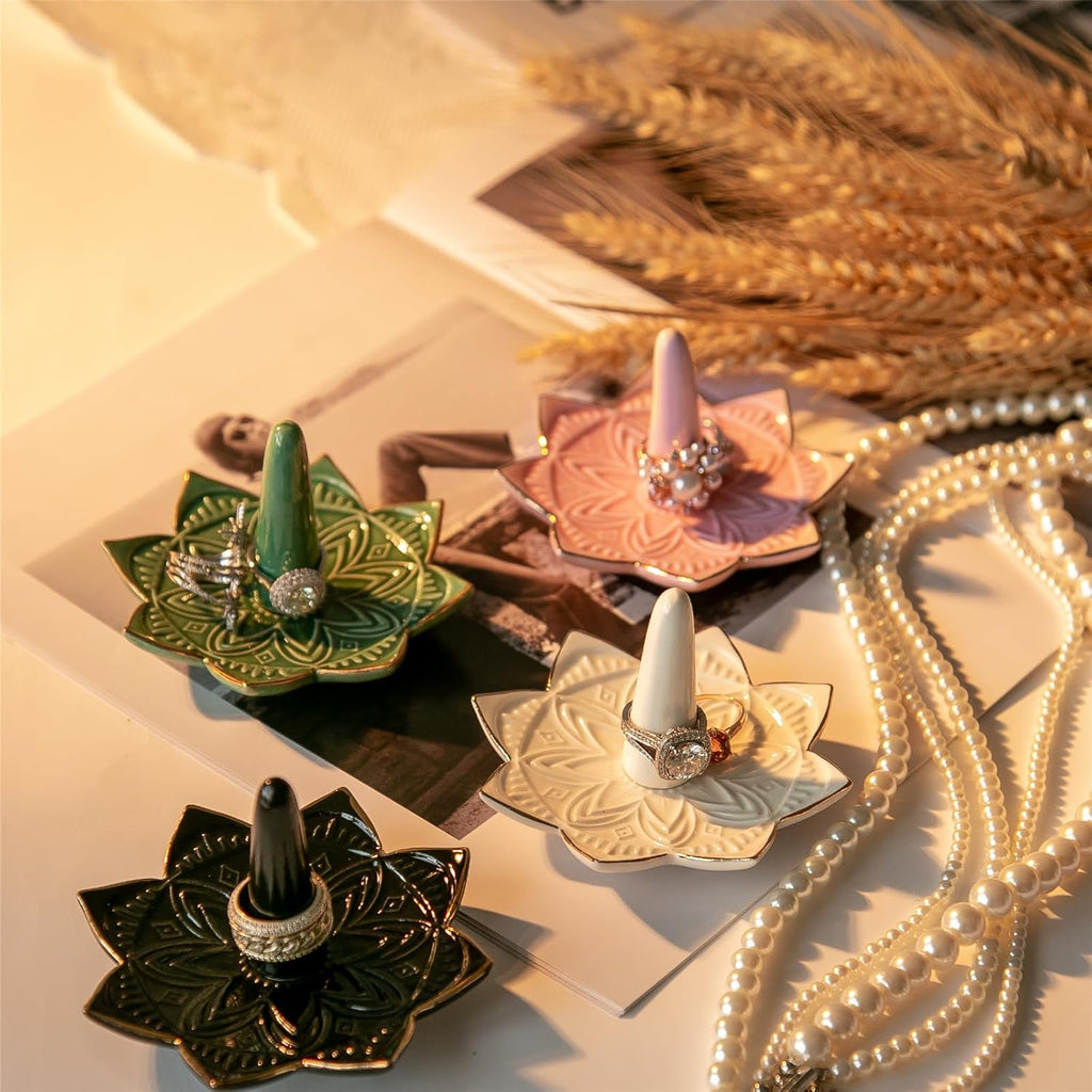 Ceramic Ring Holder for Jewelry White Ring Dish