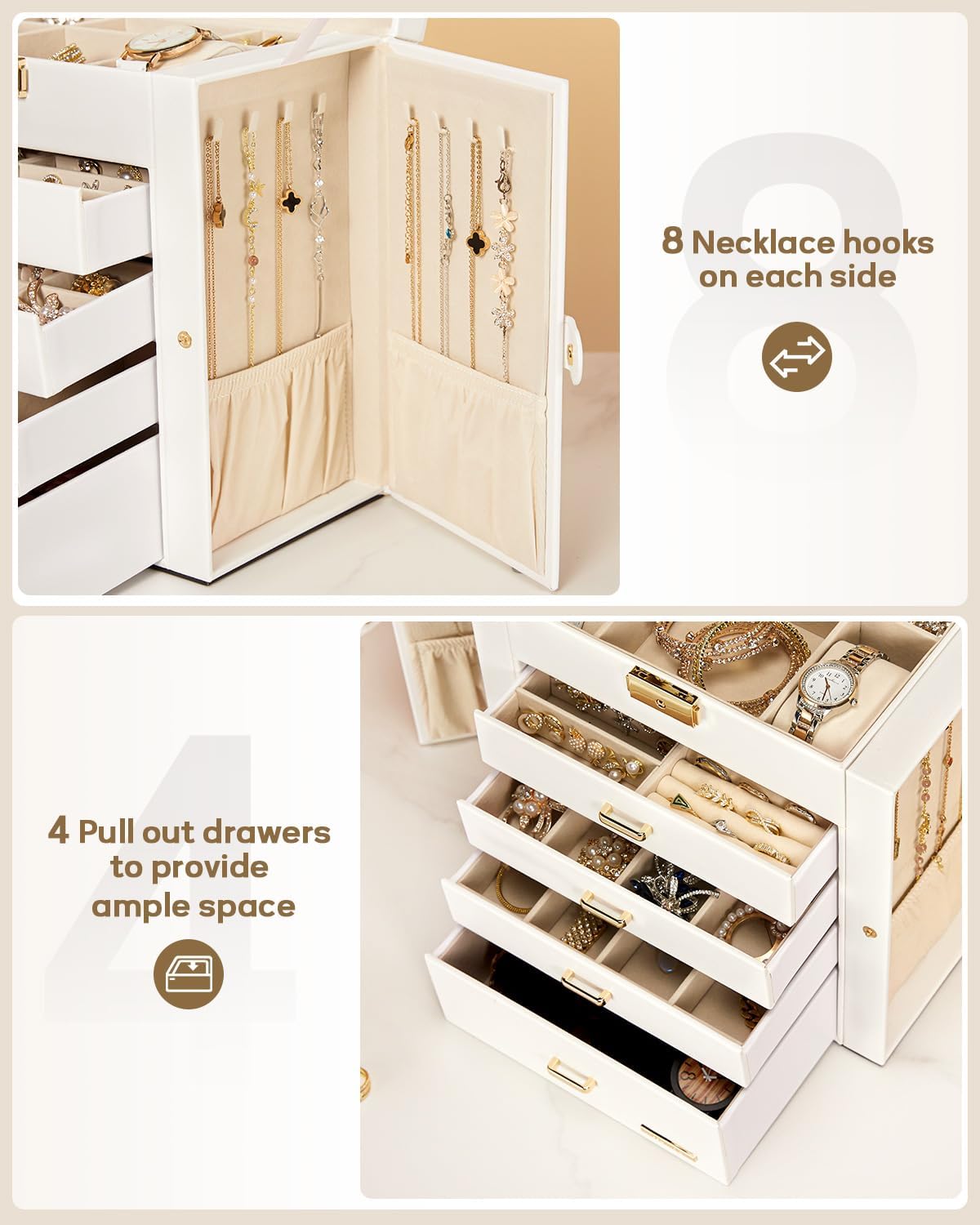 Synthetic Leather Huge Jewelry Box for Women