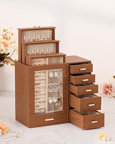 Large Jewelry Box/Organizer/Case with Glass Window