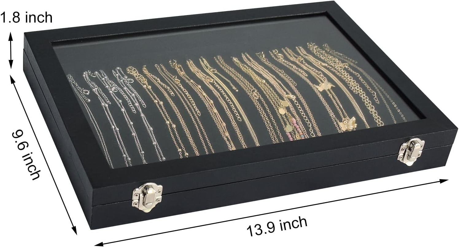Necklace Display Jewelry Tray with Transparent Lid