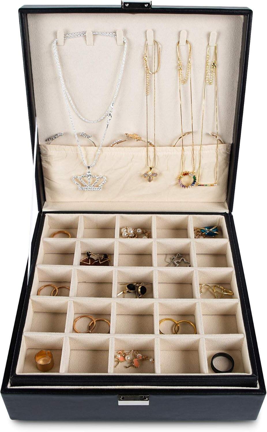 50 Slots Double Layer Earring Organizer Box