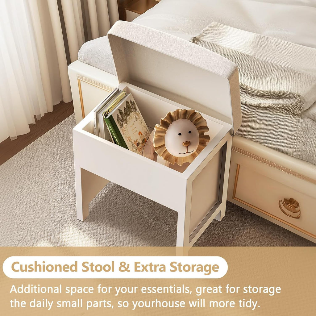 Farmhouse Makeup Vanity Desk with Lighted Mirror - Large