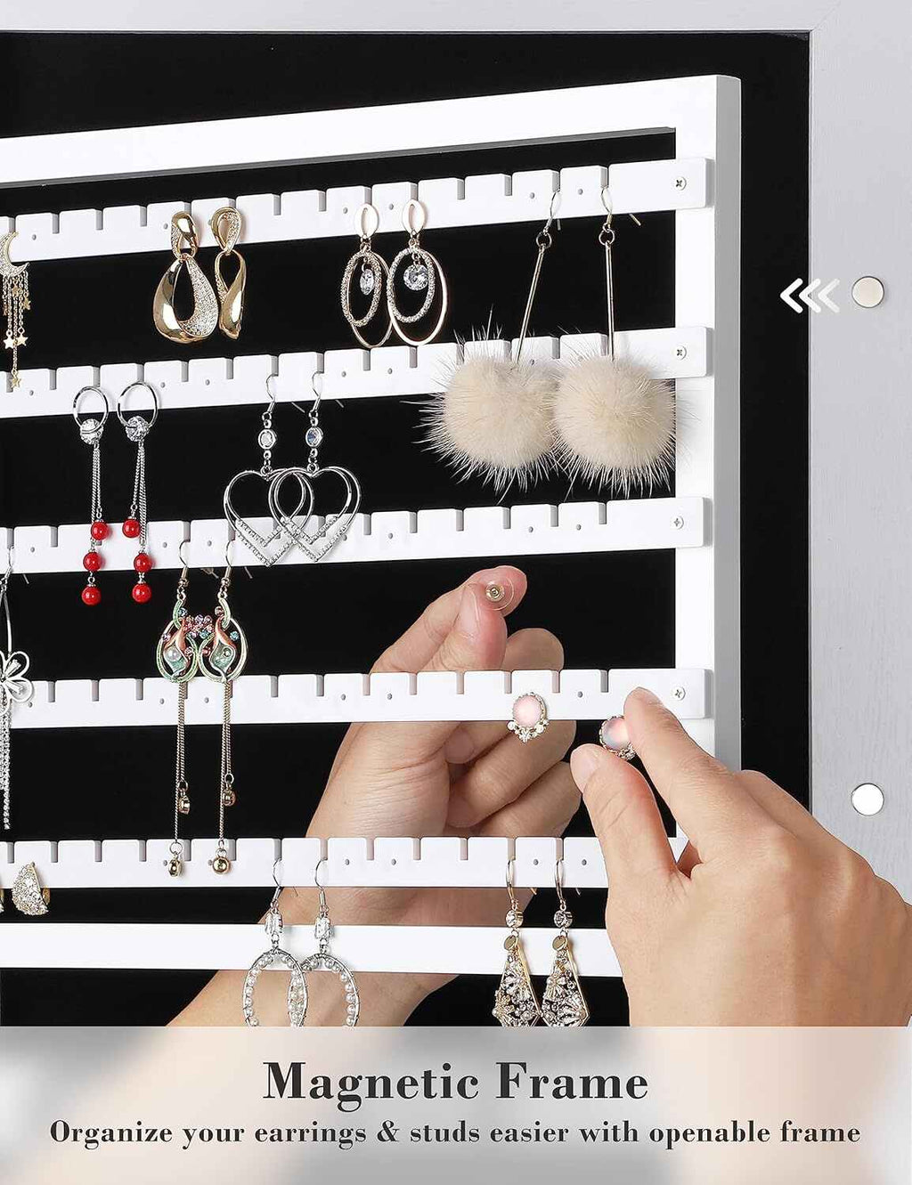 Large Capacity Lockable Jewelry Wall Cabinet with Lock
